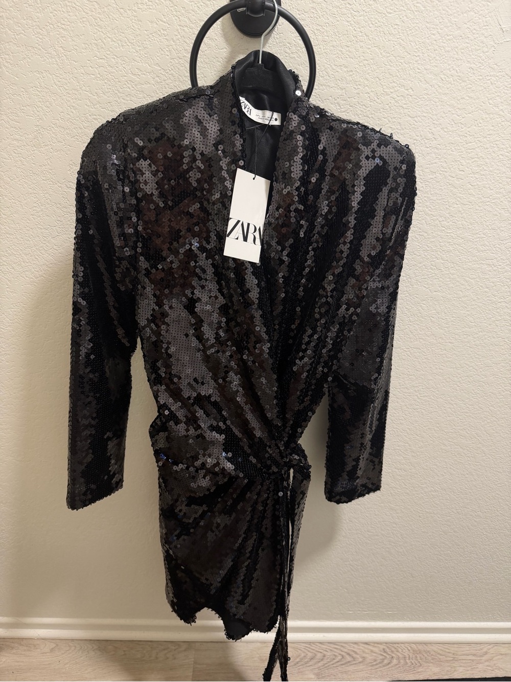 ZARA Black Sequin Wrap dress